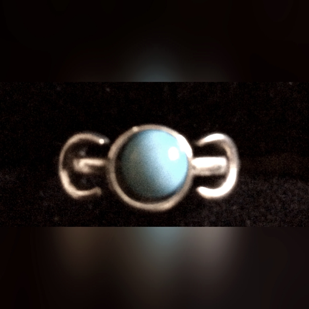 Silver Ring with Turquoise Stone, Size 4